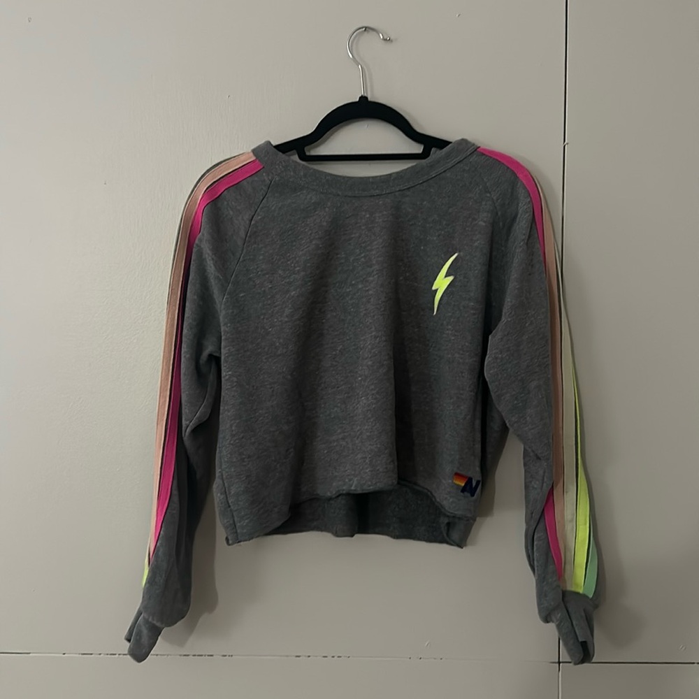 Cropped grey aviator nation sweatshirt